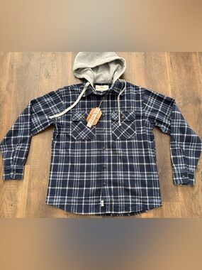 Free Planet Relaxed Fit Flannel w/ Hood Mens S - NWT